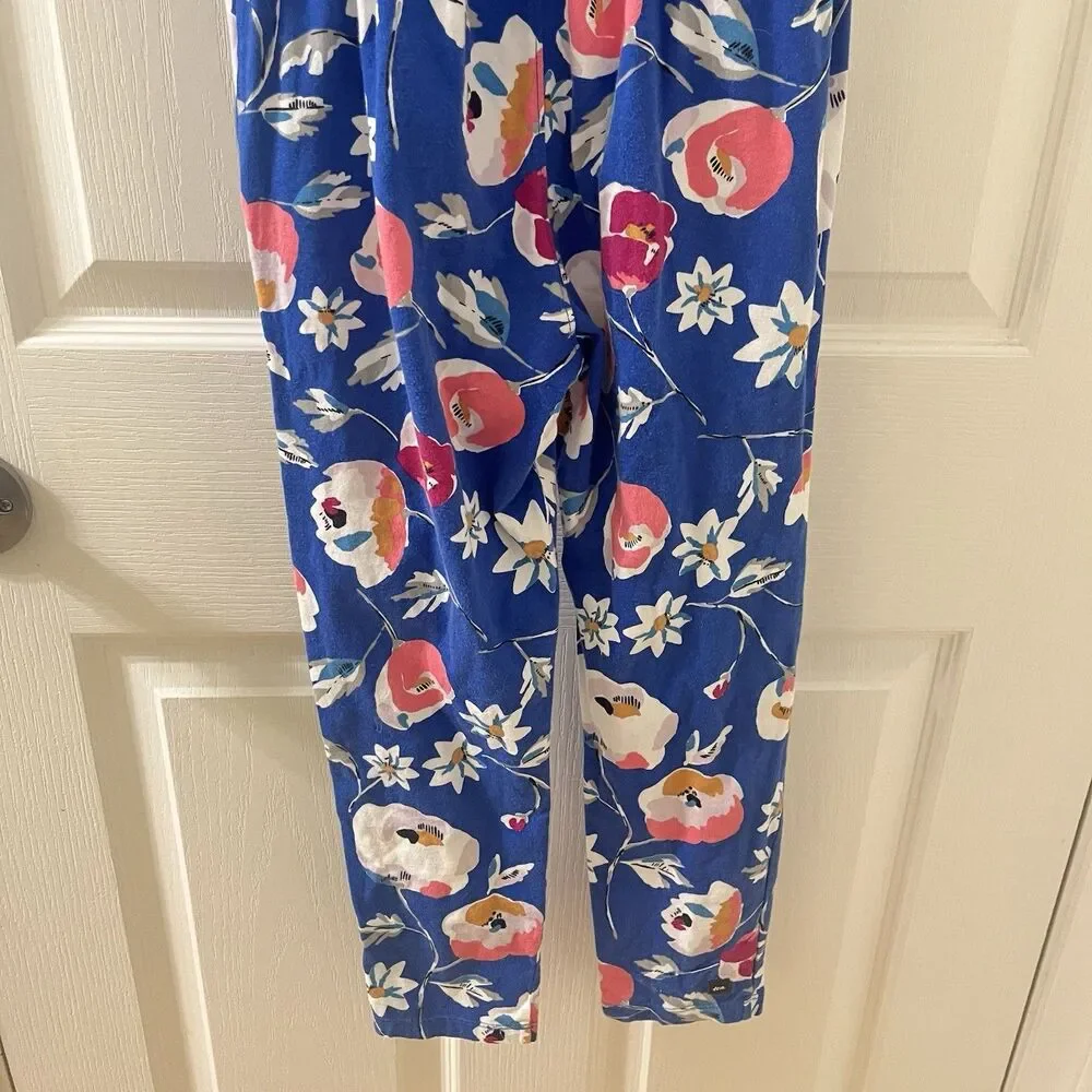Tea Collection What's the Scoop Blue Floral Jumpsuit Girl's Size 7